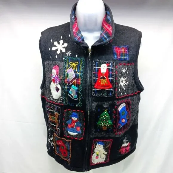 Design Studio Falalala Ugly Christmas Sweater Vest Winter Wonderland Woman's XL. - Picture 1 of 13